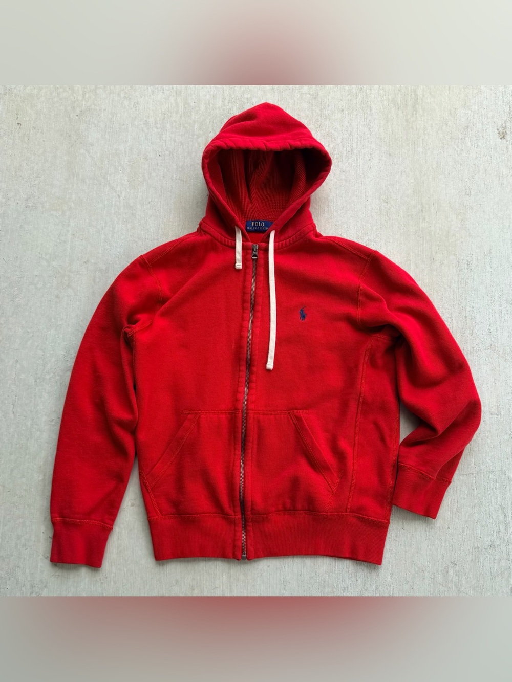 Polo Ralph Lauren Waffle Hoodie Full Zip Men Size Small Red